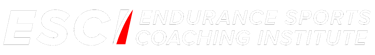Endurance Sports Coaching Institute ESCI horizontal logo in white and red on a black background.