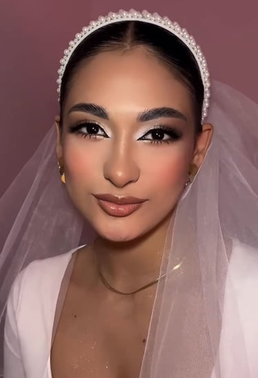 Primer plano de maquillaje de novia realizado por Lizeth Quevedo