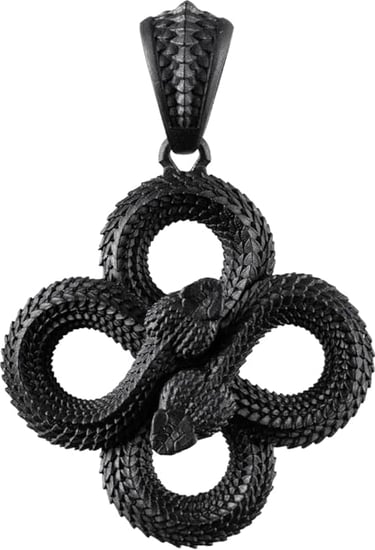 Black Double Snake Cycle of Life and Eternal Renewal Pendant