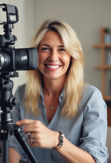 woman smiling wearing denim jacket