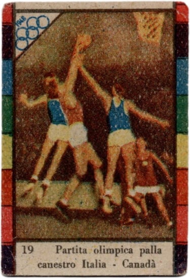 1948 Cigogna Olimpiadi #19 Partita Olimpica Palla Canestro Italia vs Canada