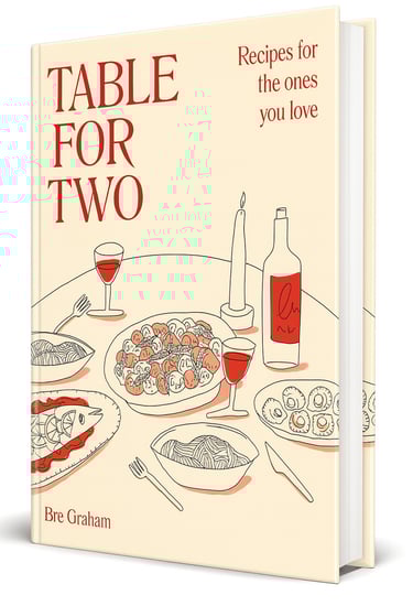 Cover of ‘Table for Two’ by Bre Graham featuring illustrated dinner table scene, shown in 3D 