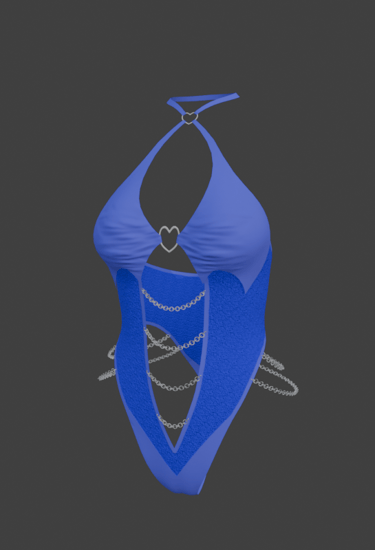 Blue bodysuit with heart and chains