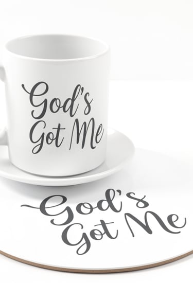 Christian inspiration MUG with message; 'God's Got Me.'