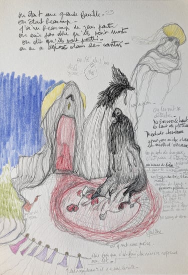 karine-nguyen-van-tham-rite funéraire, dessin mediumnique, mine graphite