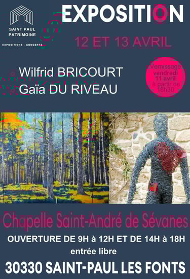 Exposition art Saint-Paul-les-Fonts chapelle Saint-André de Sévanne