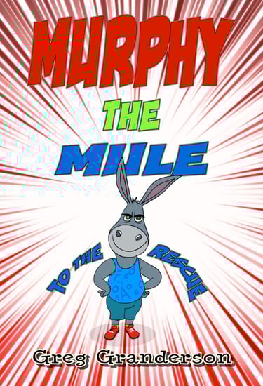 a cartoon donkey with a blue dress and a red background