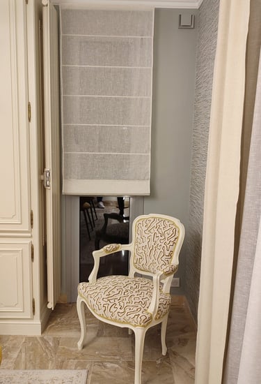 Refection Cabriolet Louis XV confection store bateau Kosy Atelier Tapissier Tissus Camengo et Ado