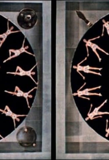 Overhead geometric formation of dancers from The Boy Friend paying tribute to Berkeley’s style.