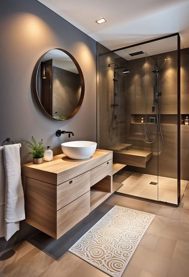 duşakabinli modern banyo tasarımı
