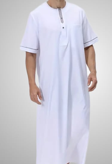 Qamis islamique homme blanc manches courtes élégant