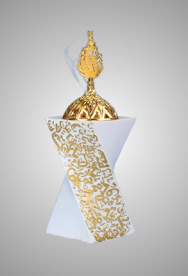 Brûleur d’encens en résine blanc et doré décoratif