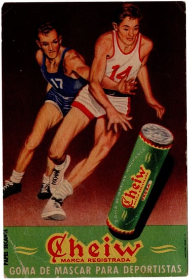 Ink Blotter from France featuring Basketball Players Cheiw Gum