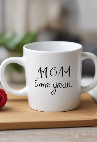 A cozy mug with a personalized message, steam rising gently, evoking warmth and love.