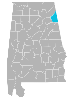 Alabama map Cherokee county highlight