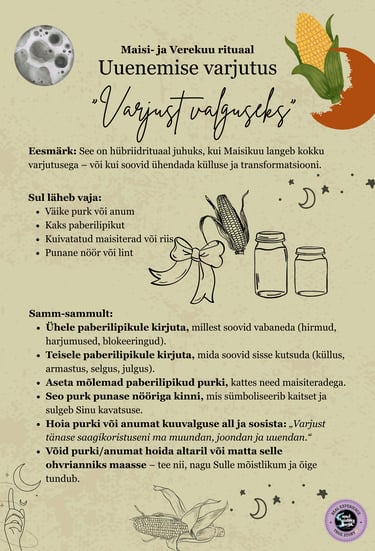 Maisikuu ja Verekuu Rituaal Uuenemise Küllus Soul Sisters Tarot