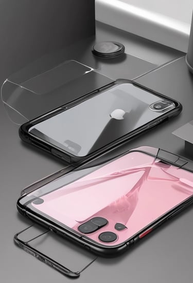 A bustling market stall is filled with a wide array of mobile phone cases and accessories, displayed on shelves and racks. Several people are browsing the items, dressed warmly for the weather. The cases come in various colors and designs, adding vibrancy to the scene.