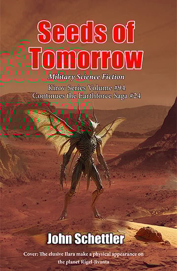 Cover depicts the alien race of the Ilara in conflict with Human enterprises on planet Rigel-Jivanta