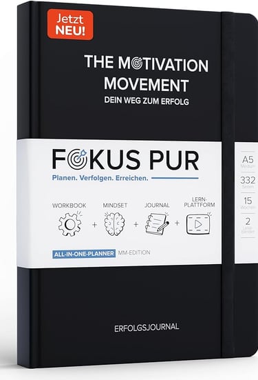 a notebook with a black cover and a white background