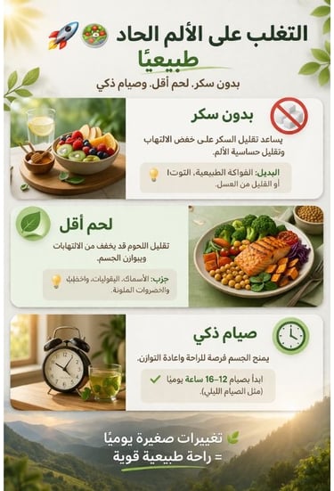   اكتشف كيف يمكن لتقليل السكر، خفض استهلاك اللحوم، واتباع الصيام الذكي أن يساعد في تقليل الالتهاب وت