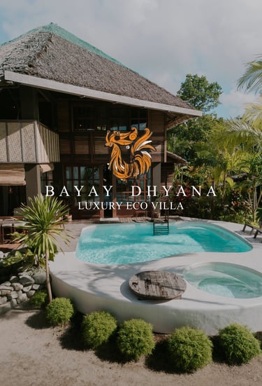 a pool with a modern wooden villa behind
