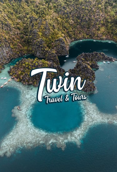 a drone photo of the Twin Lagoon in the Philippines