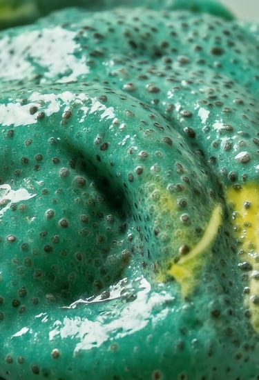 chia seed slime colored with foodcoloring