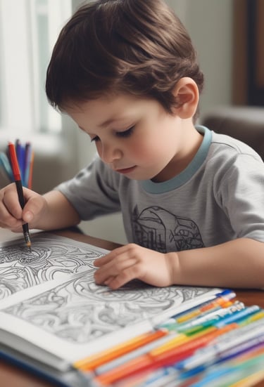 Teenager reading an adventure book with a curious expression in a cozy room