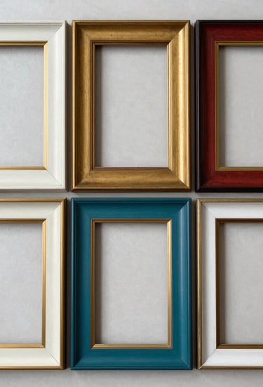 Close-up of detailed religious posters with vibrant colors and fine finishes