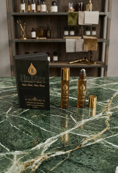 No Ditty Specialty Oil 25% Extrait de Parfum and Jojoba Oil Roll-on bottle and packaging