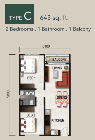 Verte Medini Residence Type C Layout