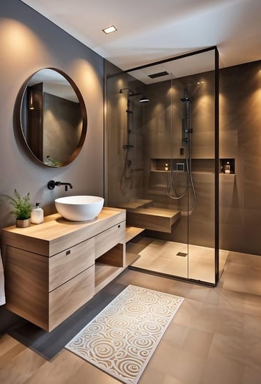duşakabinli modern banyo tasarımı