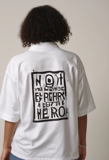 Close-up of a black oversized hoodie with a large graphic print on the back