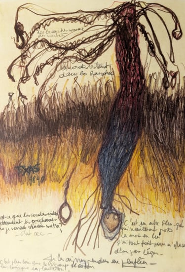 karine-nguyen-van-tham-dessin 13-memoire esclavage-dessin mediumnique-le peuplier-texas 1840