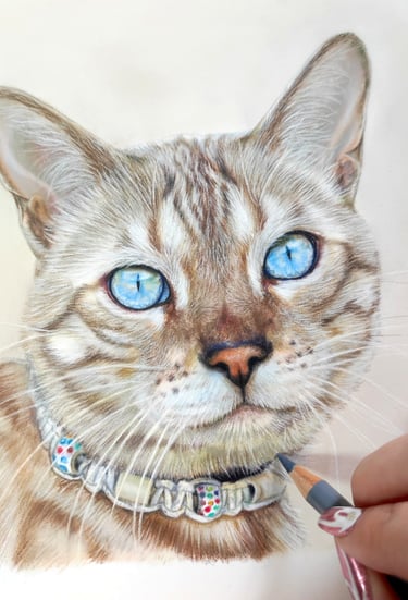 a pastel drawing of a bengal cat