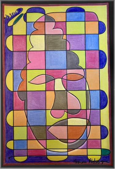 Toile tableau lampe Ligne couleurs maxime Risbourque