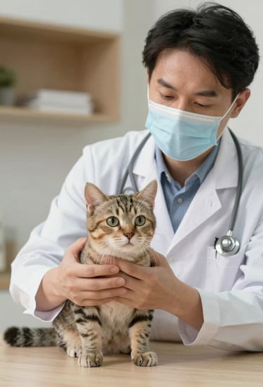 Veterinary team discussing patient results in a bright office.