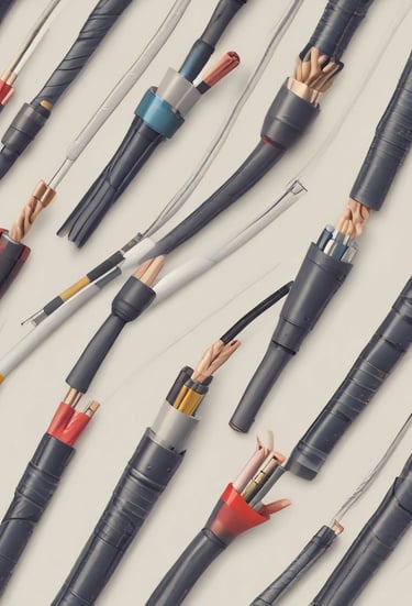 Industrial fiber optic cables laid out in a factory setting.