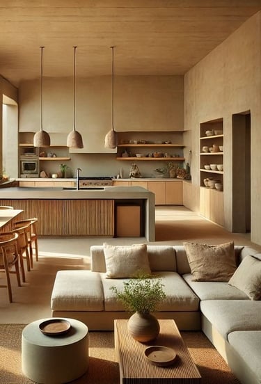 Modern mutfak tasarımı ile düzenlenmiş ferah mutfak alanı