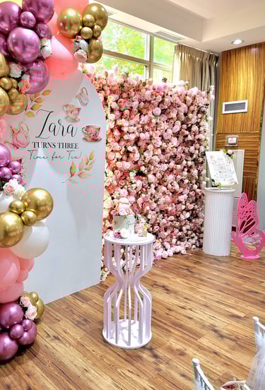 Tea party balloon backdrop rental 