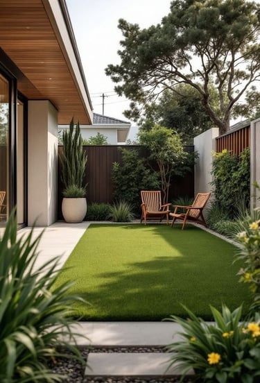 peyzaj tasarım uygulaması yapılmış düzenli bahçe alanı