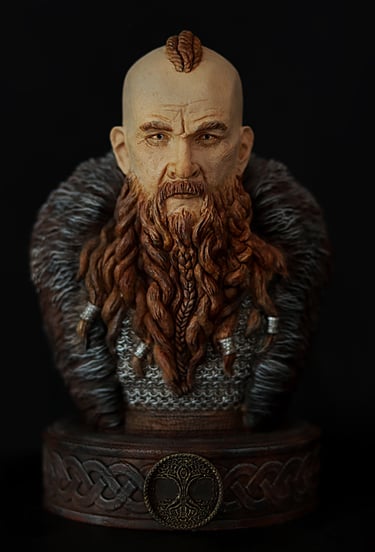 Detailed painted character bust created through professional 3D sculptural services