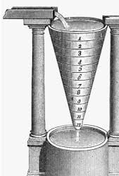 Clepsidra de cerâmica usada na Grécia Antiga para medir o tempo com água gotejante