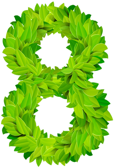Zahl 8 aus Blättern geformt