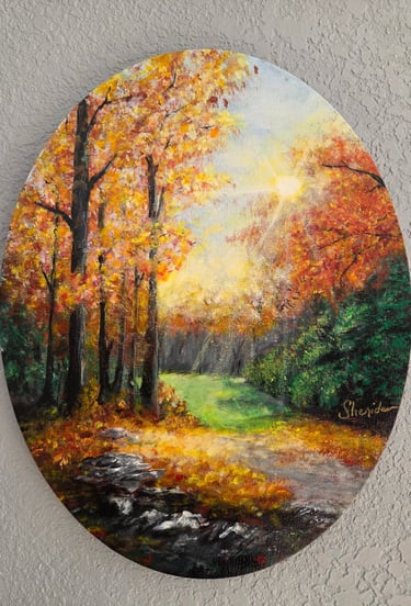 a painting of a painting of a painting of a forest