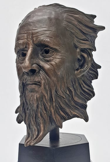 Hand-painted resin bust produced through custom 3D sculptural services