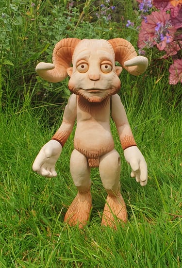 Original character sculpture produced using wood carving techniques