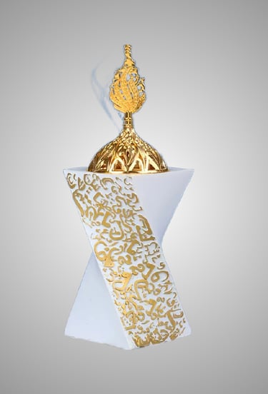 Brûleur d’encens en résine blanc et doré décoratif
