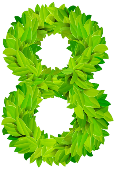 Zahl 8 aus Blättern geformt