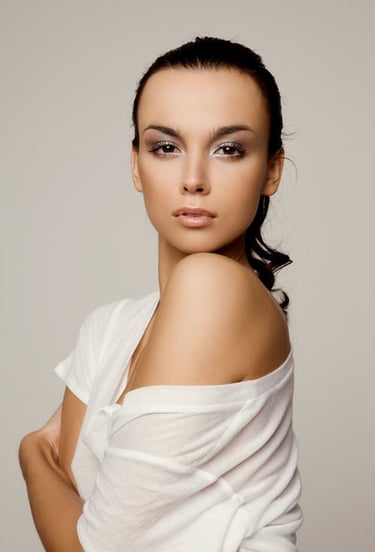 left arm look on side model in seductive look to you face 